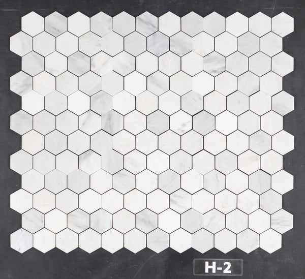 Pearl White 3" Hexagon Mosaic Honed - Elon Tile & Stone