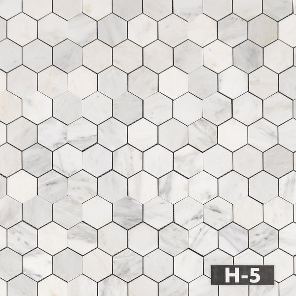 Pearl White 3" Hexagon Mosaic Honed