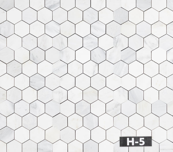 Pearl White 3" Hexagon Mosaic Honed