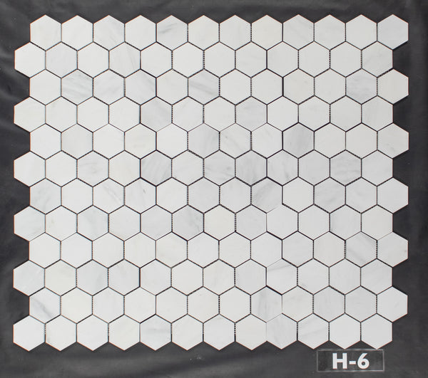 Pearl White 3" Hexagon Mosaic Honed