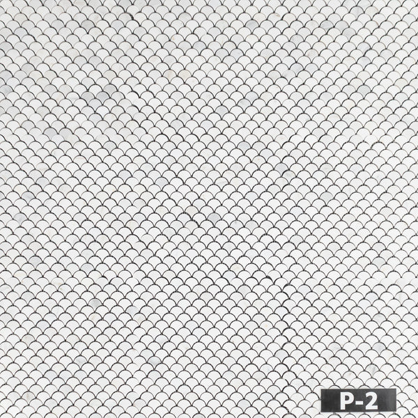 Pearl White Fan Mosaic Polished - Elon Tile & Stone