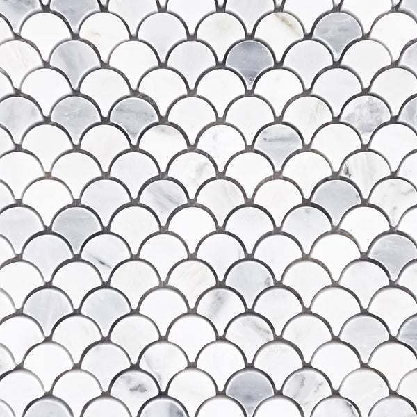 Pearl White Fan Mosaic Polished