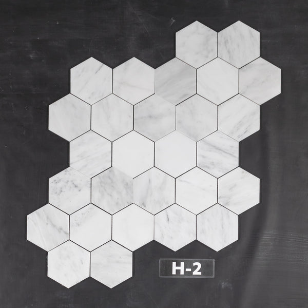 Pearl White 5" Hexagon Mosaic Honed - Elon Tile & Stone
