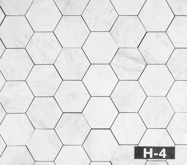 Pearl White 5" Hexagon Mosaic Honed