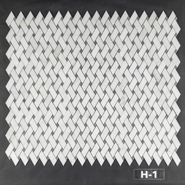 Pearl White Modern Weave with Pacific Gray Dot Mosaic Honed