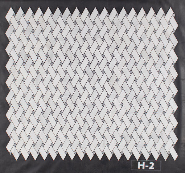 Pearl White Modern Weave with Pacific Gray Dot Mosaic Honed