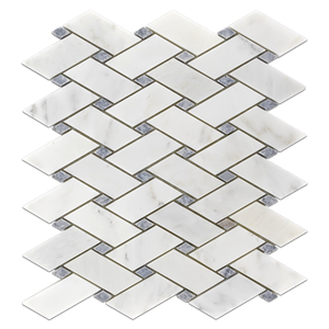 Pearl White Modern Weave with Pacific Gray Dot Mosaic Honed