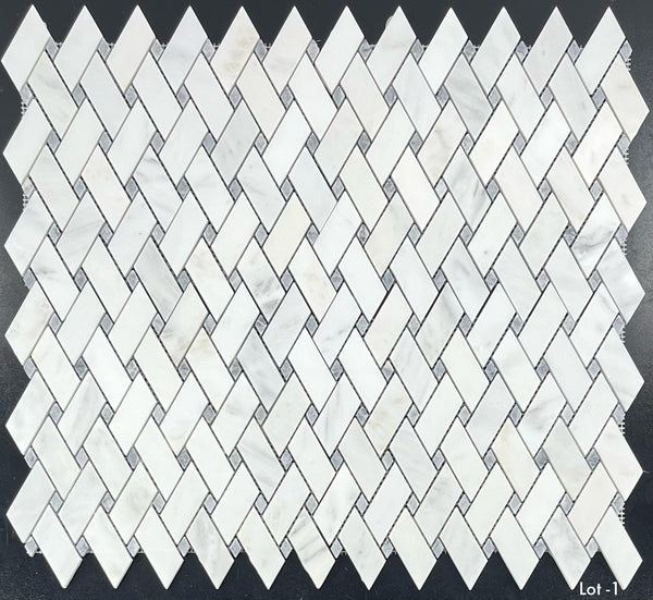 Pearl White Modern Weave with Pacific Gray Dot Mosaic Polished