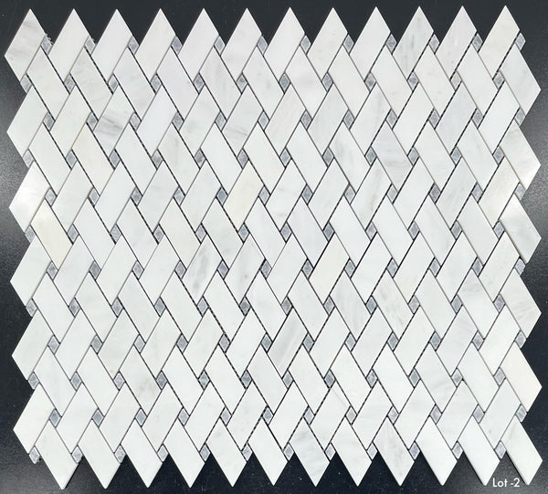 Pearl White Modern Weave with Pacific Gray Dot Mosaic Polished