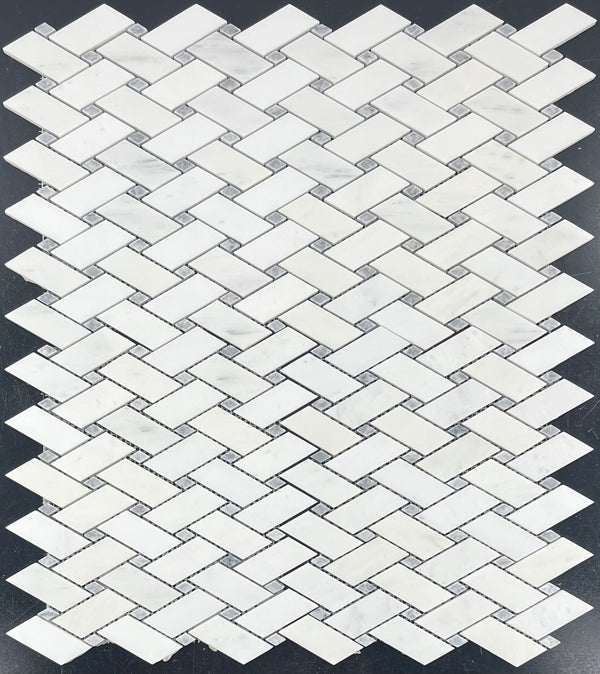 Tejido moderno blanco perla con mosaico de puntos gris pacífico pulido
