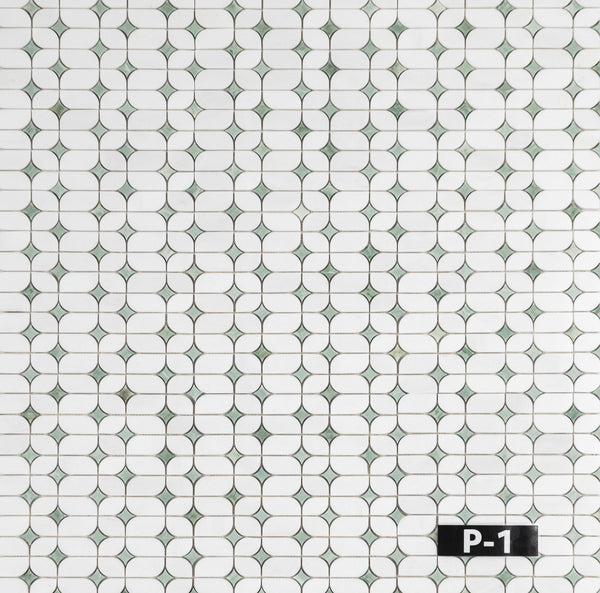Luz de estrella blanca perla con mosaico de estrella gris pacífico pulido