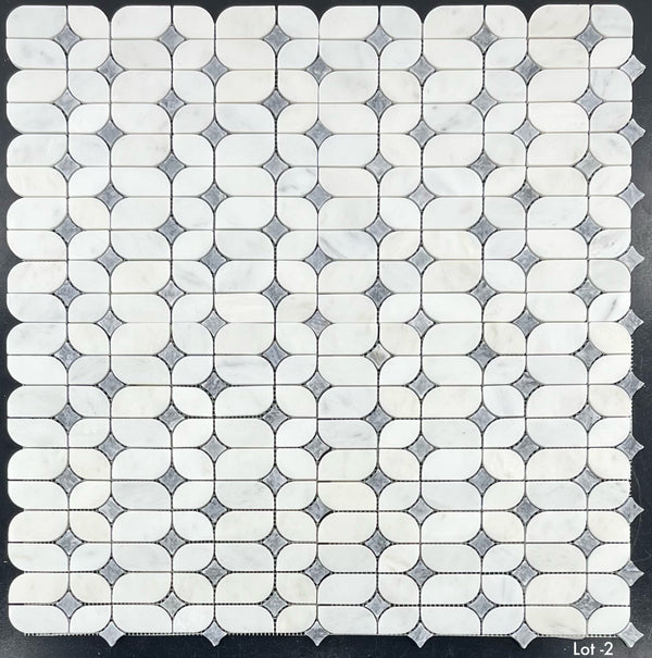 Pearl White Starlight with Pacific Gray Star Mosaic Polished