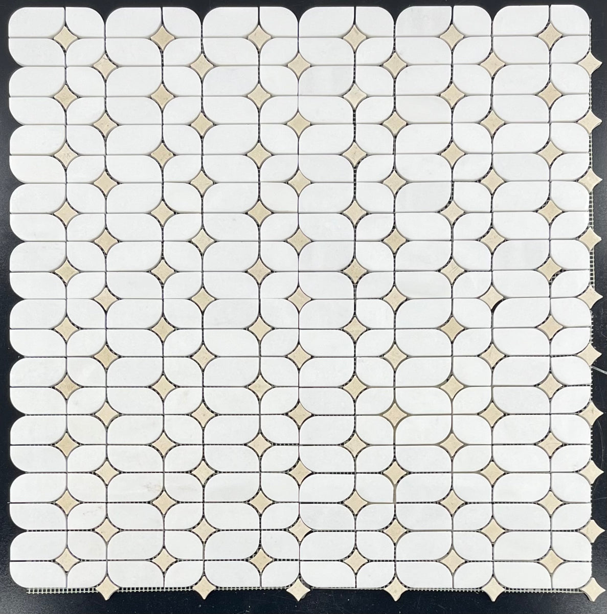 White Thassos Starlight with Crema Marfil Star Mosaic Polished – Elon ...