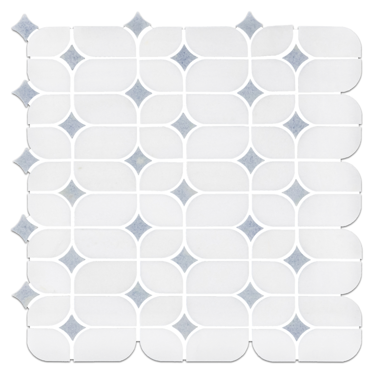 White Thassos Starlight with Blue Celeste Star Mosaic Polished – Elon ...