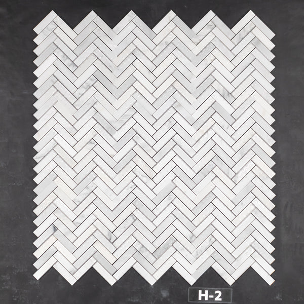 Pearl White 1" x 4" Herringbone Mosaic Honed - Elon Tile & Stone