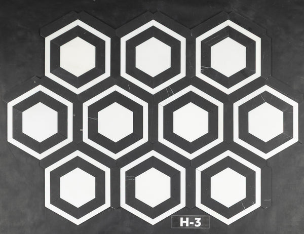 Panal absoluto blanco con mosaico negro chino pulido