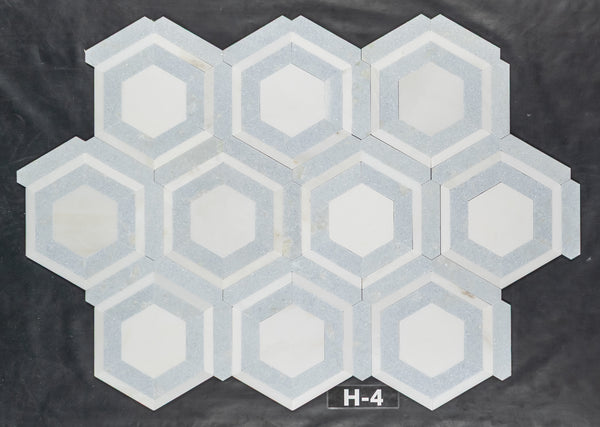 Panal Absoluto Blanco con Mosaico Celeste Azul Pulido