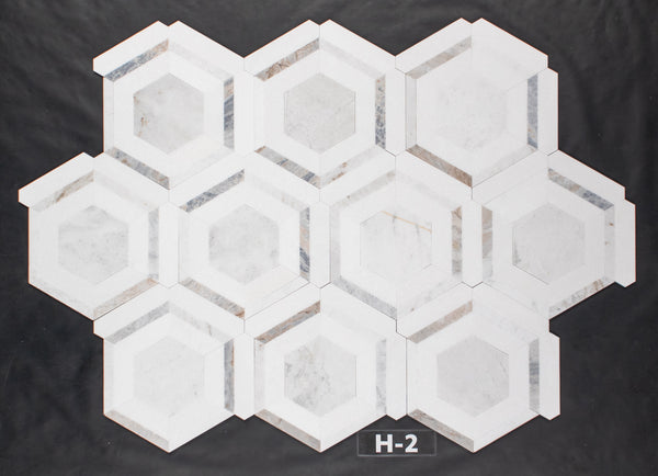 Bianco Oro Honeycomb with White Thassos Mosaic Honed