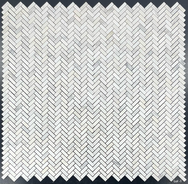 Pearl White Micro Herringbone Mosaic Honed