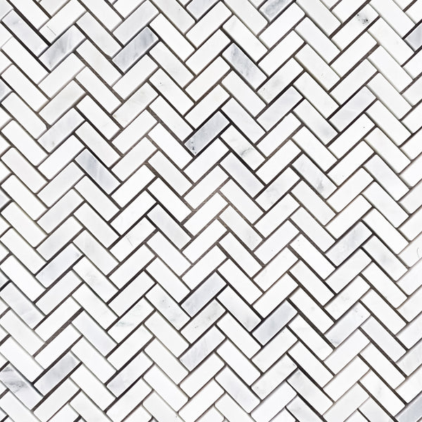 Pearl White Micro Herringbone Mosaic Honed