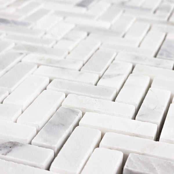 Pearl White Micro Herringbone Mosaic Honed