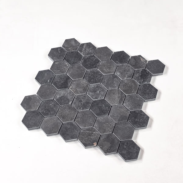 Belgian Bluestone 2" Hexagon Mosaic Honed