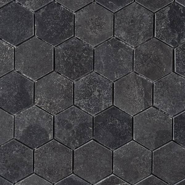 Belgian Bluestone 2" Hexagon Mosaic Honed