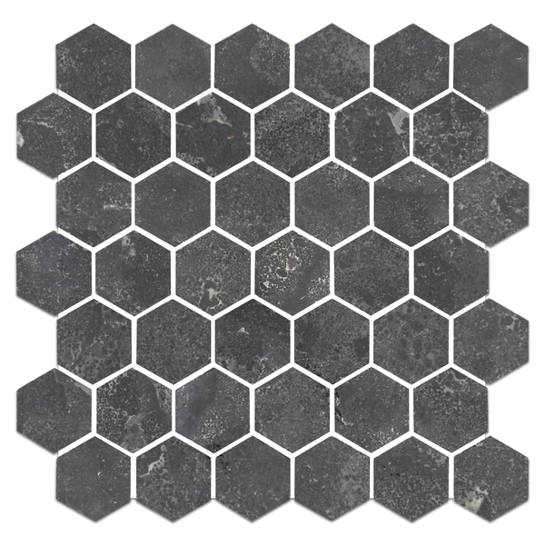 Belgian Bluestone 2" Hexagon Mosaic Honed
