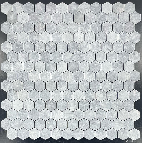 Pacific Gray 2" Hexagon Mosaic Honed