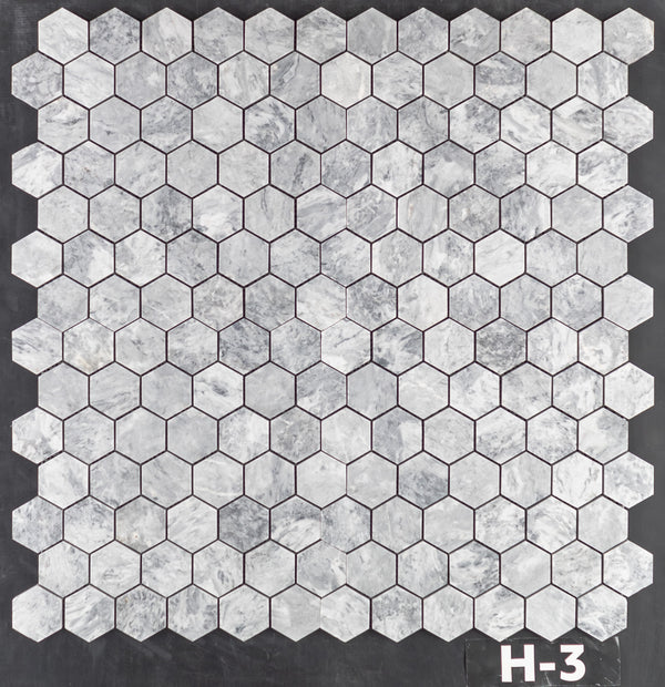 Pacific Gray 2" Hexagon Mosaic Honed