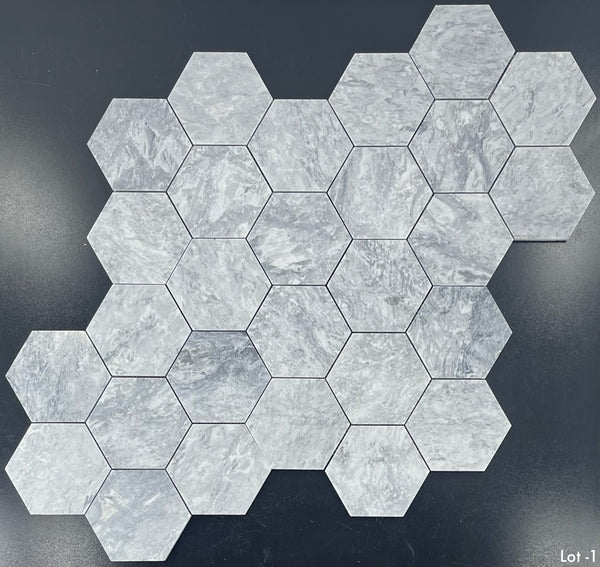 Mosaico hexagonal gris Pacífico de 5" pulido