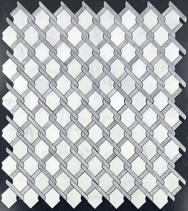 Argyle blanco perla con mosaico de barra gris pacífico pulido
