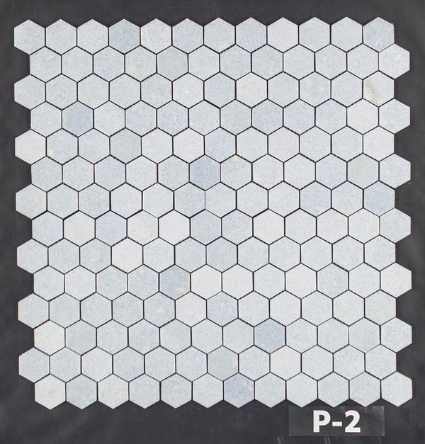 Mosaico hexagonal azul celeste de 2" pulido