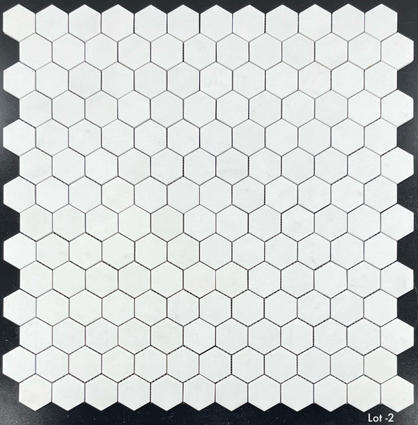 Mosaico hexagonal Thassos blanco de 2" pulido