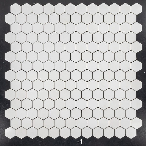 White Thassos 2" Hexagon Mosaic Polished