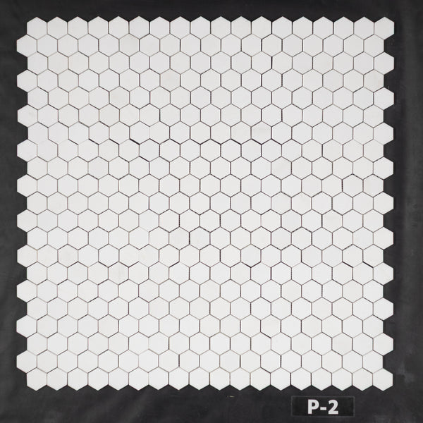 Mosaico hexagonal blanco Thassos de 2" pulido