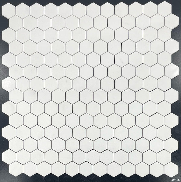 Mosaico hexagonal blanco Thassos de 2" pulido