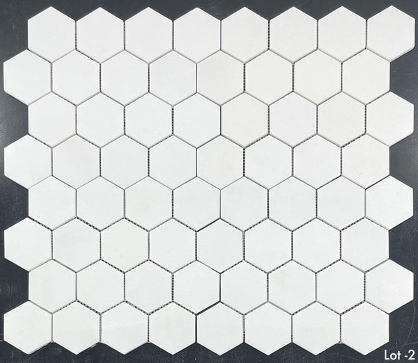 Mosaico hexagonal blanco Thassos de 3" pulido