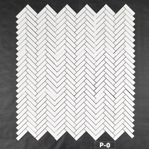 Mosaico de espiga de Thassos blanco de 1" x 4" pulido