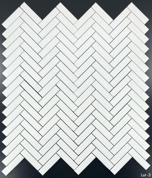 Mosaico de espiga de Thassos blanco de 1" x 4" pulido