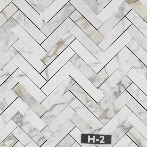 Calacatta Gold 2" x 8" Herringbone Mosaic Honed