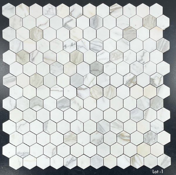 Calacatta Gold 2" Hexagon Mosaic Honed