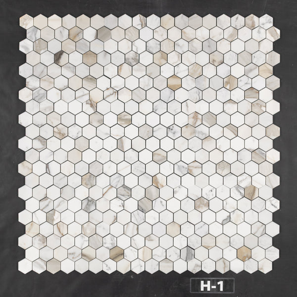 Calacatta Gold 2" Hexagon Mosaic Honed - Elon Tile & Stone