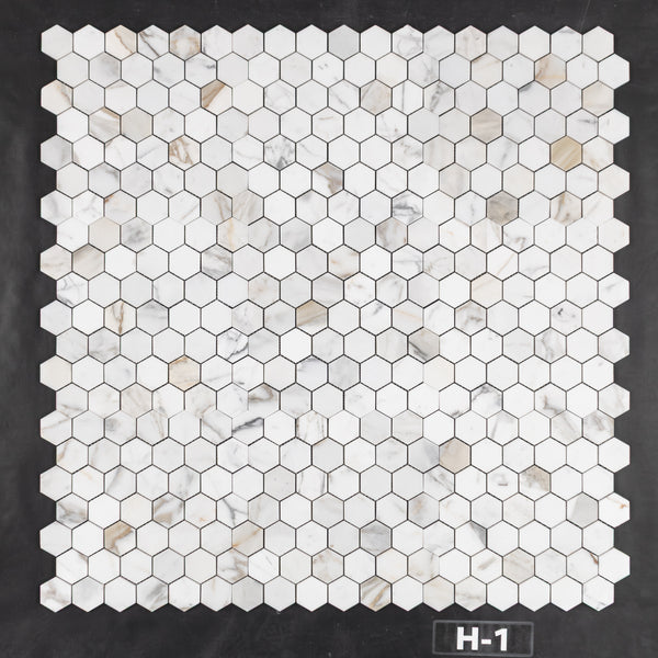 Calacatta Gold 2" Hexagon Mosaic Honed - Elon Tile & Stone
