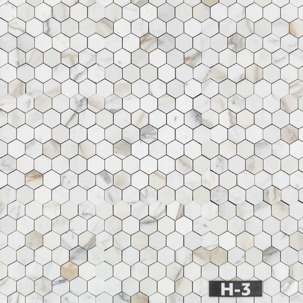 Calacatta Gold 2" Hexagon Mosaic Honed