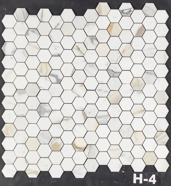 Calacatta Gold 2" Hexagon Mosaic Honed - Elon Tile & Stone