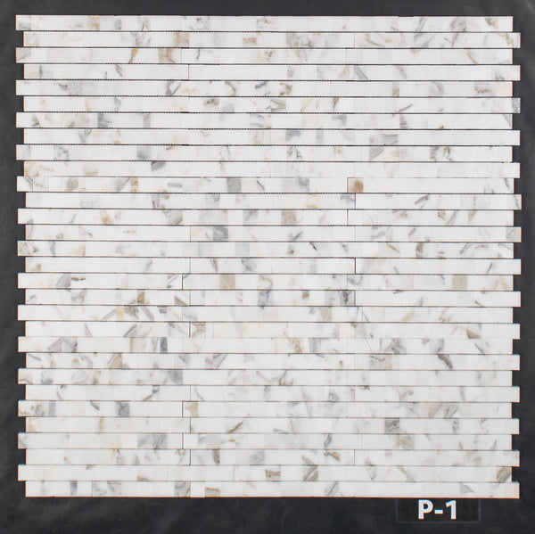 Calacatta Gold 1 1/4" Mosaico de junta rota aleatoria pulido