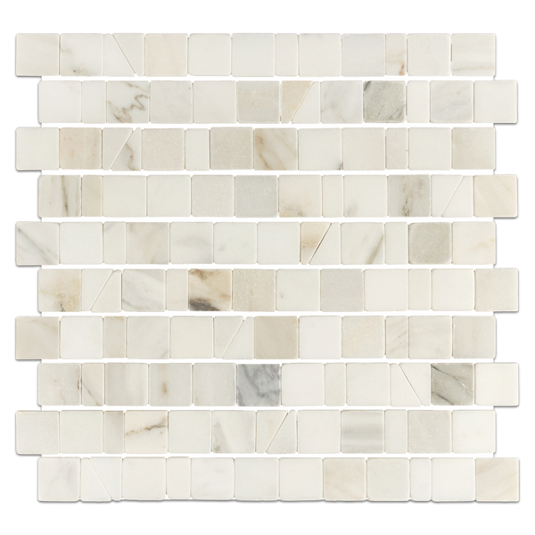 Calacatta Gold 1 1/4" Random Broken Joint Mosaic Tumbled
