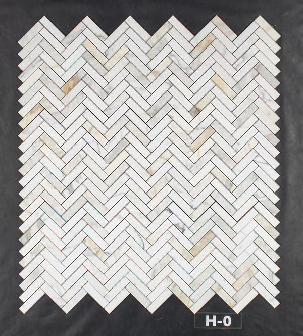 Calacatta Gold Mosaico de espiga de 1" x 4" pulido
