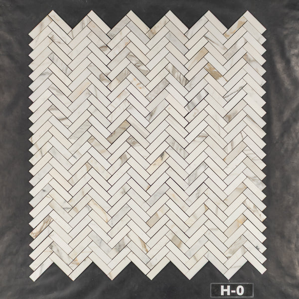 Calacatta Gold 1" x 4" Herringbone Mosaic Honed